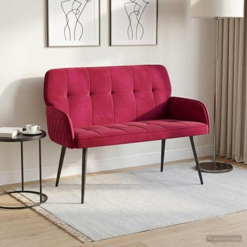 vidaXL 2-zitsbank met metalen poten 2-zits Wijnrood fluweel, Verzenden, Minder dan 150 cm, Stof, Nieuw
