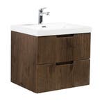 Badkamermeubel Set Thermis 60cm Walnoot Bruin Badmeubel, Verzenden, Nieuw, Wastafelkast