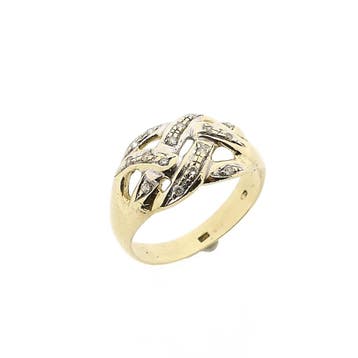 Gouden ring met zirconia, Gebruikt, Ophalen of Verzenden, 17 tot 18, Met edelsteen