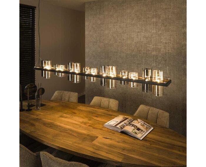 Hanglamp 14L cylinder mixed glass  (G9) - Artic zwart, Huis en Inrichting, Lampen | Hanglampen, Nieuw, Ophalen of Verzenden