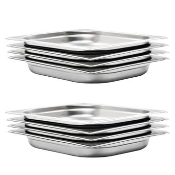 vidaXL Gastronormbakken 8 st GN 1/2 40 mm roestvrij staal, Verzenden, Nieuw