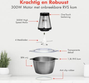 2dekans | KitchenBrothers Hakmolen - Food Chopper -, Ophalen of Verzenden, Zo goed als nieuw
