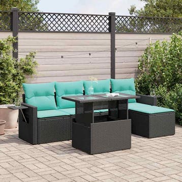 vidaXL 6-delige Loungeset met kussens poly rattan acacia, Verzenden, Nieuw, Loungeset