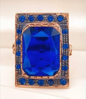 Zonder minimumprijs - Ring - 9 kt. Roségoud, Zilver Saffier, Nieuw