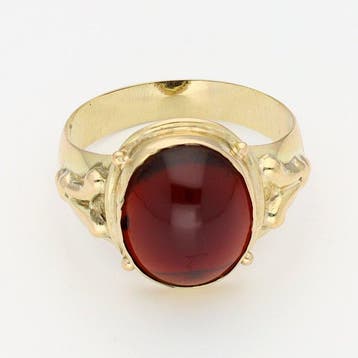 Ring - 14 karaat Geel goud - Granaat, Nieuw