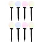 vidaXL Solarlampen 8 st LED rond 15 cm RGB, Tuin en Terras, Buitenverlichting, Verzenden, Nieuw, Kunststof, Zonne-energie