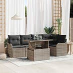 vidaXL Tuin Sofa Set met kussen met kussen 6 pcs Grijs Poly, Verzenden, Nieuw, Rotan