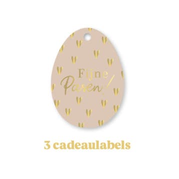 3x Cadeaulabel - VROLIJK PASEN - Beige - goudfolie - paas..., Ophalen of Verzenden, Nieuw