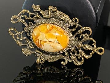 Vintage Baltisch Amber Broche - Gevangen Arctische Zon -