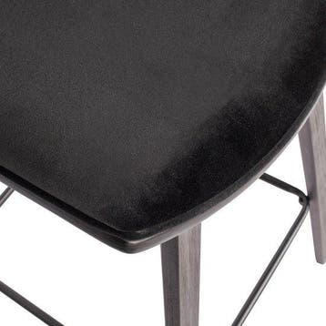 WOOOD Senn Barstoel - Velvet Stof - Zwart - 91x42x48 cm, Verzenden, Nieuw
