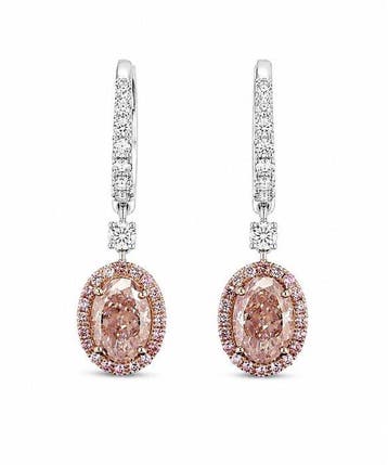 Oorbellen - 14 karaat Witgoud - 2.90ct. tw. Gemengd roze, Nieuw