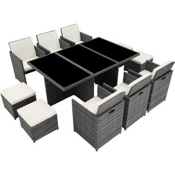 Aluminium rotan zitgroep New York 6+4+1 met beschermhoes, Verzenden, Nieuw