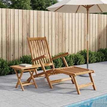 vidaXL Vouwstoel met Tafel Naturel Massief Teakhout, Verzenden, Nieuw