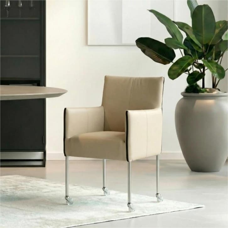 Set van 6 Leren eetkamerstoelen More - Toledo Mastic, Huis en Inrichting, Stoelen, Nieuw, Leer, Ophalen of Verzenden