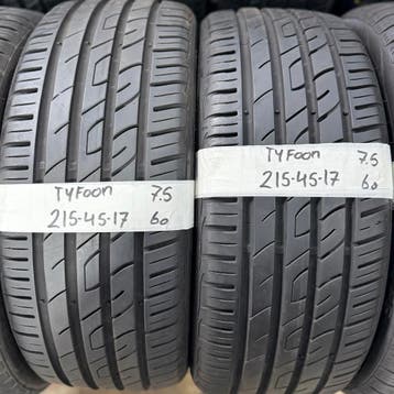 2x 215-45-17 Tyfoon Zomer 2x 7.5mm €60 Per Band 215 45 17, Ophalen, 17 inch, Band(en), Personenwagen