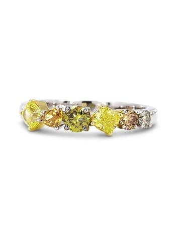 Statement ring - 14 karaat Witgoud - 0.99ct. tw. Geel