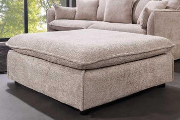 Grote kruk HEAVEN 100cm champagne beige Bouclé Ottomaanse, Huis en Inrichting, Banken | Voetenbanken en Poefen, Ophalen of Verzenden
