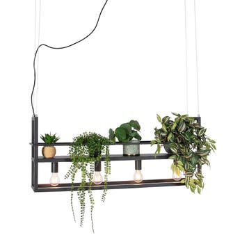 Industriële hanglamp zwart met 4-lichts rek - Cage Rack, Verzenden, Nieuw, Industrieel