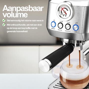 Espressomachine 20 Bar - Auto Melkopschuimer - Coffee, Witgoed en Apparatuur, Melkopschuimers, Ophalen of Verzenden, Zo goed als nieuw