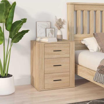 vidaXL Nachtkastje 50x36x60 cm bewerkt hout sonoma, Minder dan 45 cm, Verzenden, Nieuw, 55 tot 70 cm