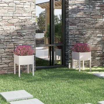 vidaXL Plantenbakken 2 st 50x50x70 cm massief grenenhout wit, Tuin en Terras, Verzenden, Minder dan 60 cm, Nieuw, 60 cm of meer