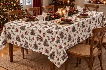 Het kerstdorp - Winter Toile de Jouy - Tafelkleed - 150 cm -, Nieuw