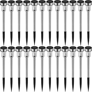 24 LED Solar lampen - zilver, Verzenden, Nieuw