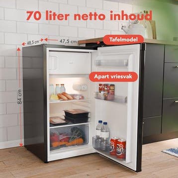 2dekans | KitchenBrothers Koelkast - 81L - Tafelmodel, Ophalen of Verzenden, Zo goed als nieuw