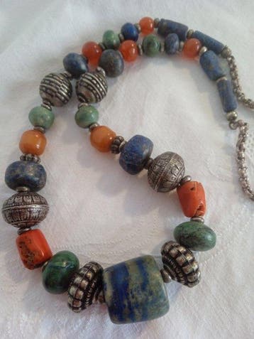 Lapis lazuli - Zilver, Metaal - Halsketting