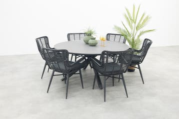 Jasmine/Marena ronde tuinset  Ø158 cm. (7-delig) -, Verzenden, Nieuw, Wicker, Tuinset