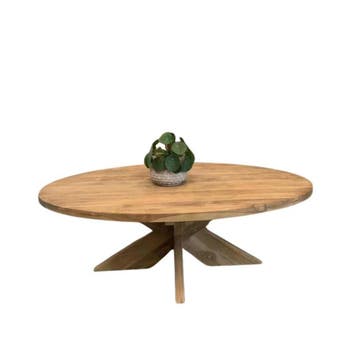 Ovale salontafel van teakhout -  130 cm x 80 cmSalontafels, Ophalen of Verzenden, Nieuw
