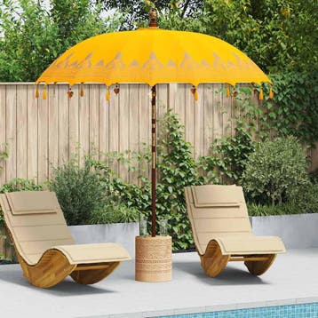 vidaXL Balinese Parasol Geel 215 x 215 x 260 cm, Verzenden, Nieuw, 2 tot 3 meter