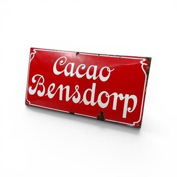 Nederlands emaille bord, Cacao Bensdorp, art nouveau, ca., Antiek en Kunst