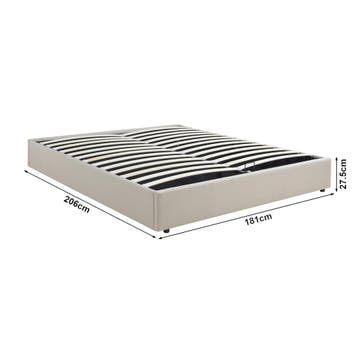 Tweepersoonsbed Nola met bedbodem linnen 200x180 cm beige [e, Verzenden, Nieuw