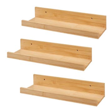 [en.casa] Wandplank set van 3 Gildeskål 40x13x7 cm bamboe, Verzenden, Nieuw