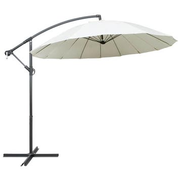 vidaXL Zweefparasol met aluminium paal 3 m wit, Verzenden, Nieuw, 1 tot 2 meter, Zweefparasol
