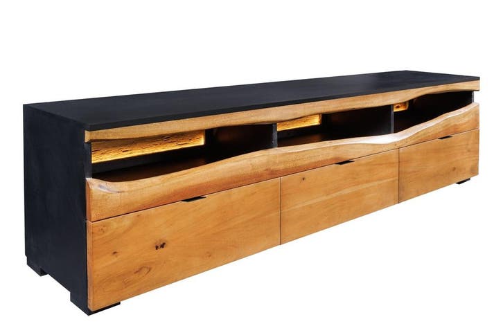 TV-bord GRAND ACACIA 180 cm, acaciahout met natuurlijke rand, Huis en Inrichting, Kasten | Televisiemeubels, Ophalen of Verzenden