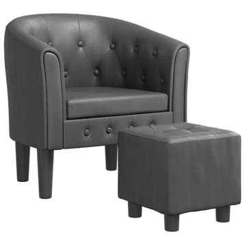 Fauteuil kunstleer grijs | Tweedekansje | OP=OP, Overige materialen, Minder dan 75 cm, Ophalen of Verzenden, Zo goed als nieuw