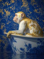 Yamila - El Macaco de Kintsugi: Una Meditación en Oro y Azul, Antiek en Kunst