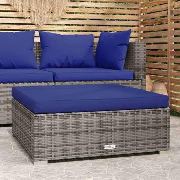 vidaXL Tuinvoetenbank met kussen 70x70x30 cm poly rattan, Verzenden, Nieuw