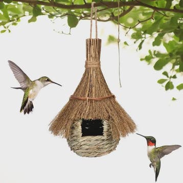 Handgeweven Riet Vogelhuisje - Natuurlijke Stro Nestkast voo, Verzenden, Nieuw