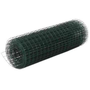 vidaXL Kippengaas 25x0,5 m staal met PVC coating groen, Tuin en Terras, Verzenden, Nieuw, IJzer