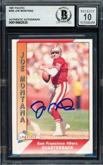 1991 Pacific Joe Montana #464 Gesigneerde kaart - Beckett -, Nieuw