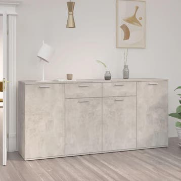 vidaXL Dressoir 160x36x75 cm bewerkt hout betongrijs, Verzenden, 150 tot 200 cm, Nieuw, 25 tot 50 cm
