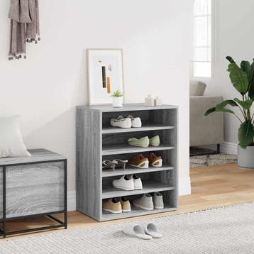 vidaXL Schoenenkast 60x35x70 cm bewerkt hout grijs sonoma, Verzenden, Nieuw