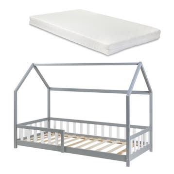 Kinderbed Hesel huisbed met matras en uitvalbeveiliging 90x2, Verzenden, Nieuw