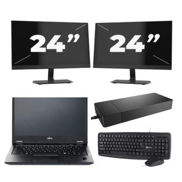 Fujitsu LIFEBOOK E5410 -   i5-10e 8GB  - 256GB  + 2x 24 inch, Qwerty, Verzenden, Refurbished, 14 inch