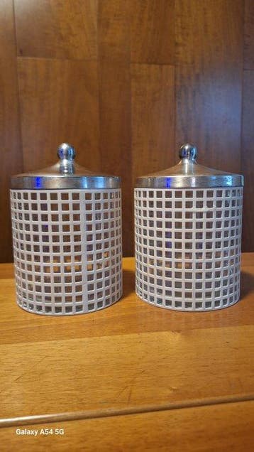 Josef Hoffmann - Kan (2) - Metaal, Glas - Potjes met deksels, Antiek en Kunst