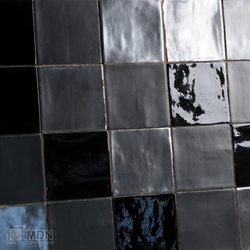 Handvormtegels 13x13 mat zwart glans zwart en platinum mix, Verzenden, Nieuw