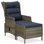 vidaXL Tuinstoel verstelbaar met voetenbankje poly rattan, Tuin en Terras, Tuinstoelen, Verzenden, Nieuw